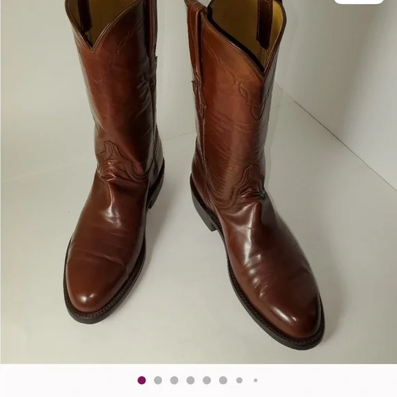 Lucchese Classics Men's Western Roper Boots Color Brown Size 7 B Handmade - Picture 15 of 15